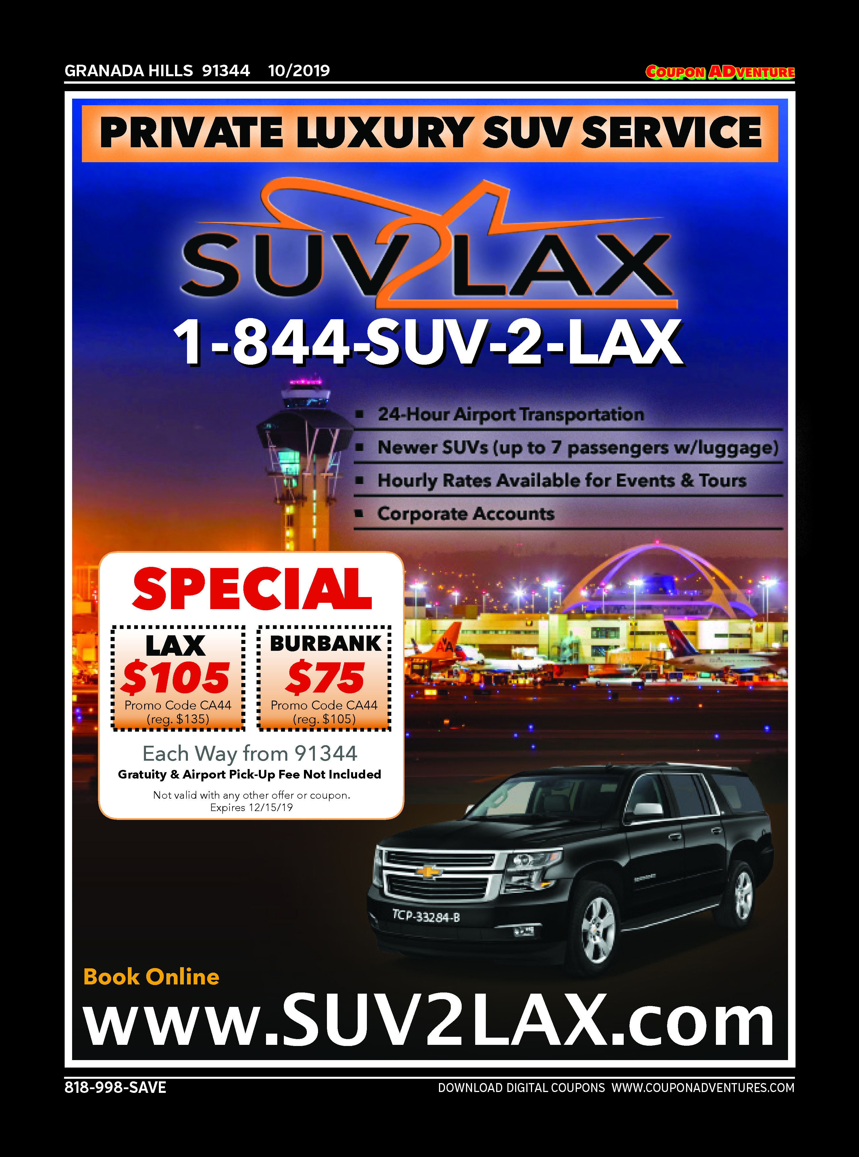 SUV 2 LAX, Granada Hills, coupons, direct mail, discounts, marketing, Southern California