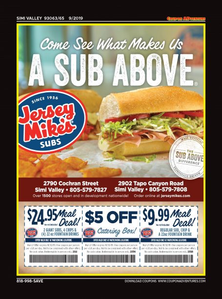 Jersey Mike's Subs, Simi Valley, coupons, direct mail, discounts, marketing, Southern California