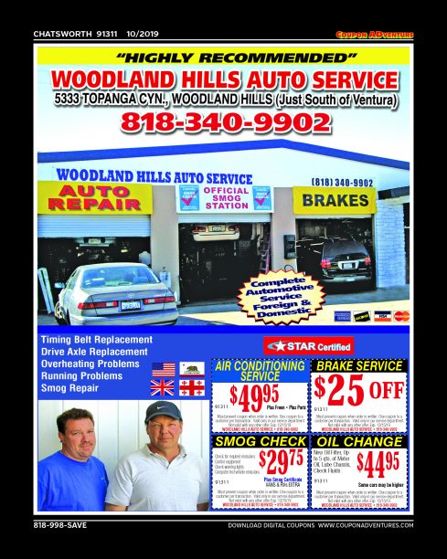 Woodland Hills Auto Service, Chatsworth, coupons, direct mail, discounts, marketing, Southern California