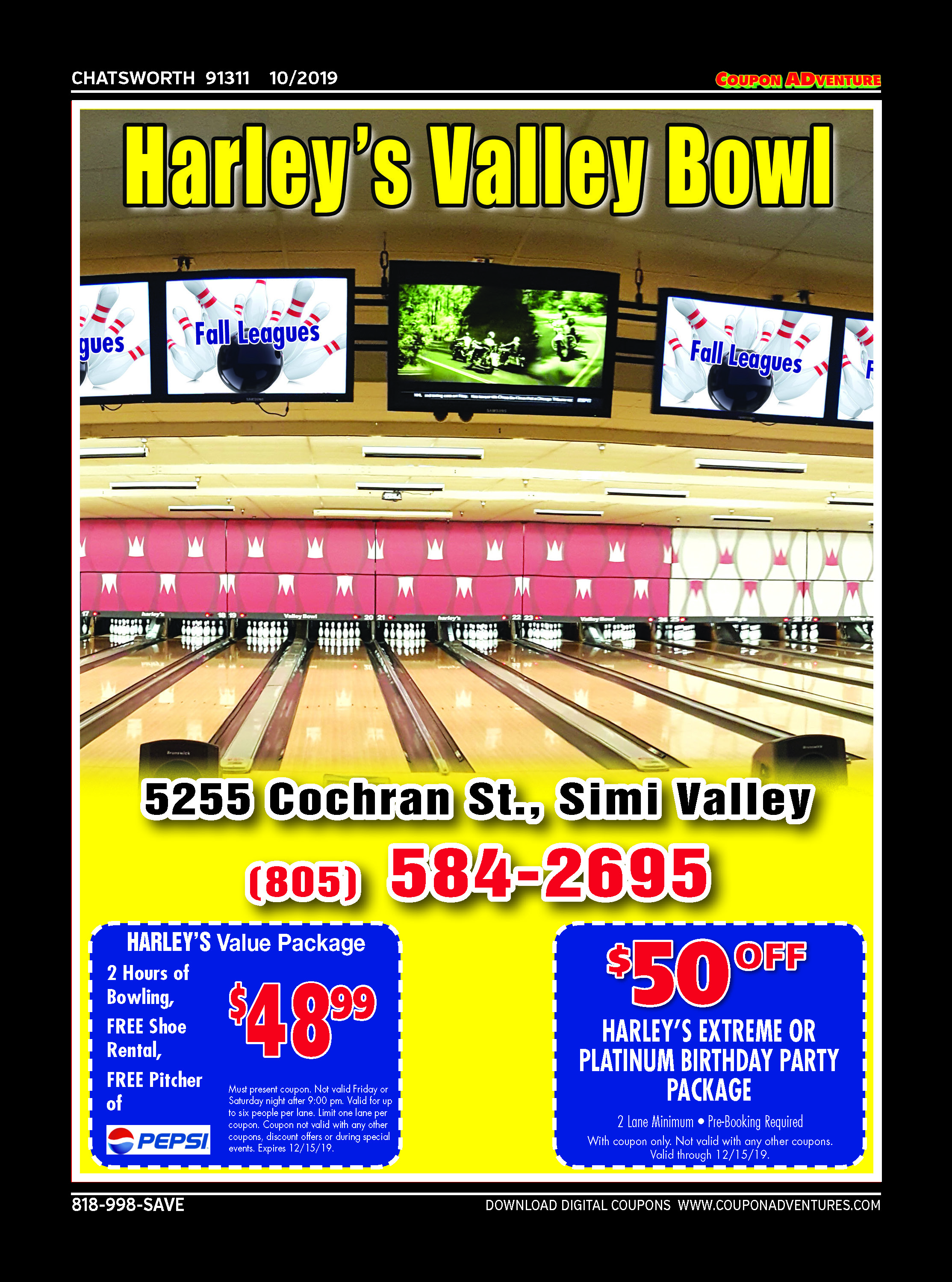 Harley's Valley Bowl, Chatsworth, coupons, direct mail, discounts, marketing, Southern California