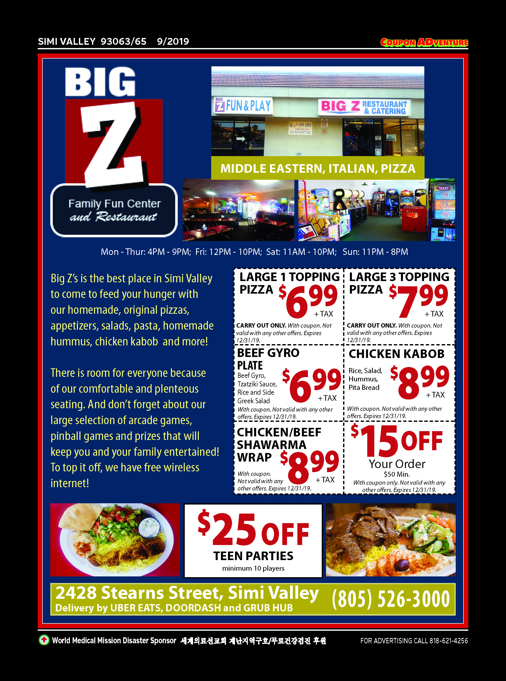 Big Z Pizza, Simi Valley, coupons, direct mail, discounts, marketing, Southern California