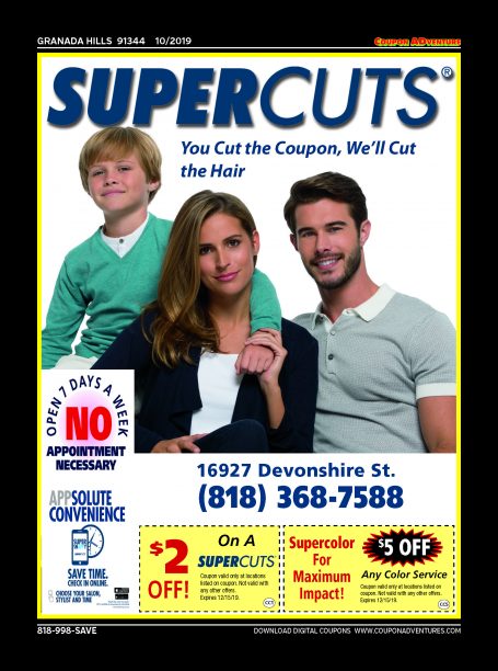 Supercuts, Granada Hills, coupons, direct mail, discounts, marketing, Southern California