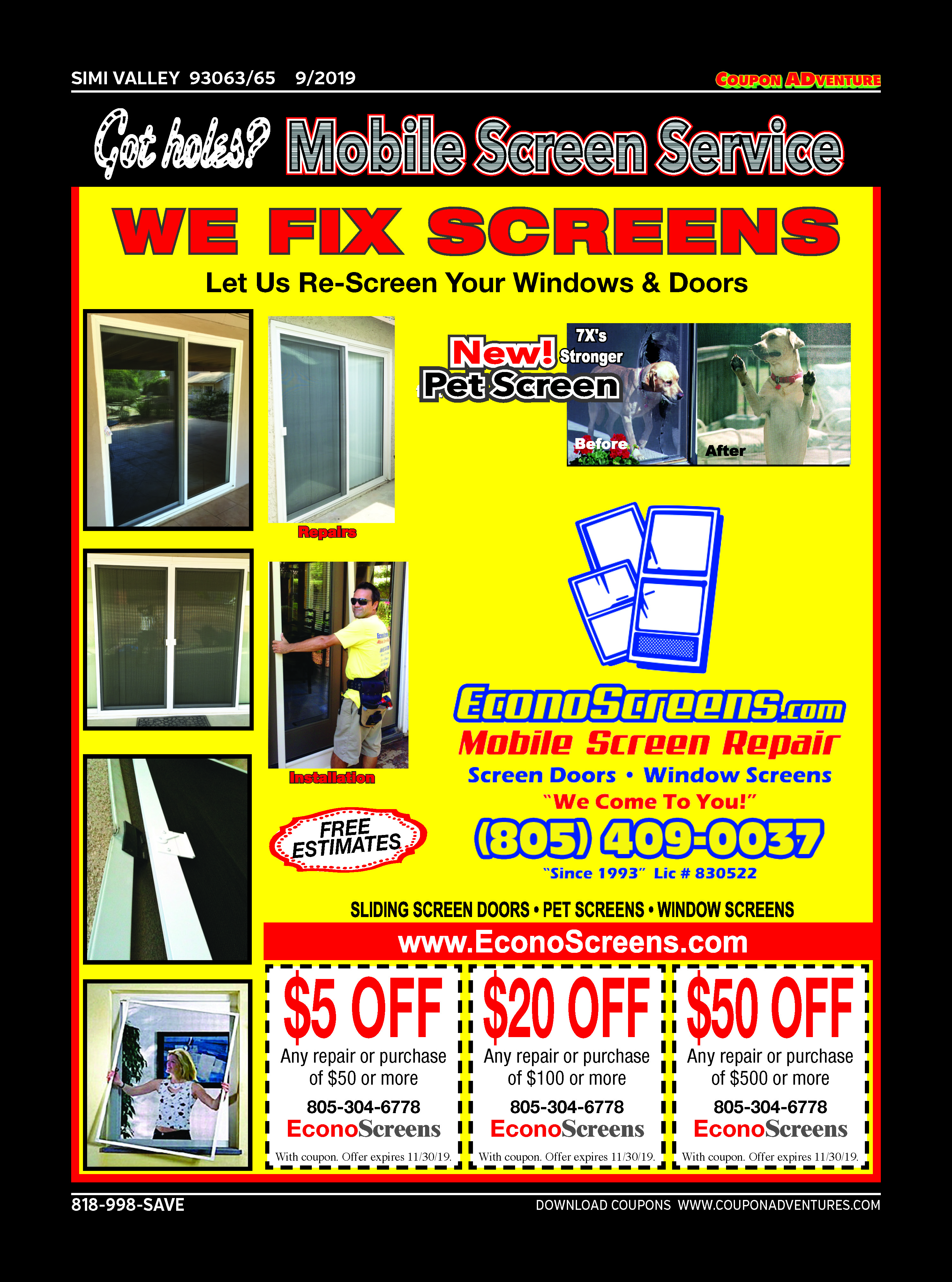 EconoScreens, Simi Valley, coupons, direct mail, discounts, marketing, Southern California