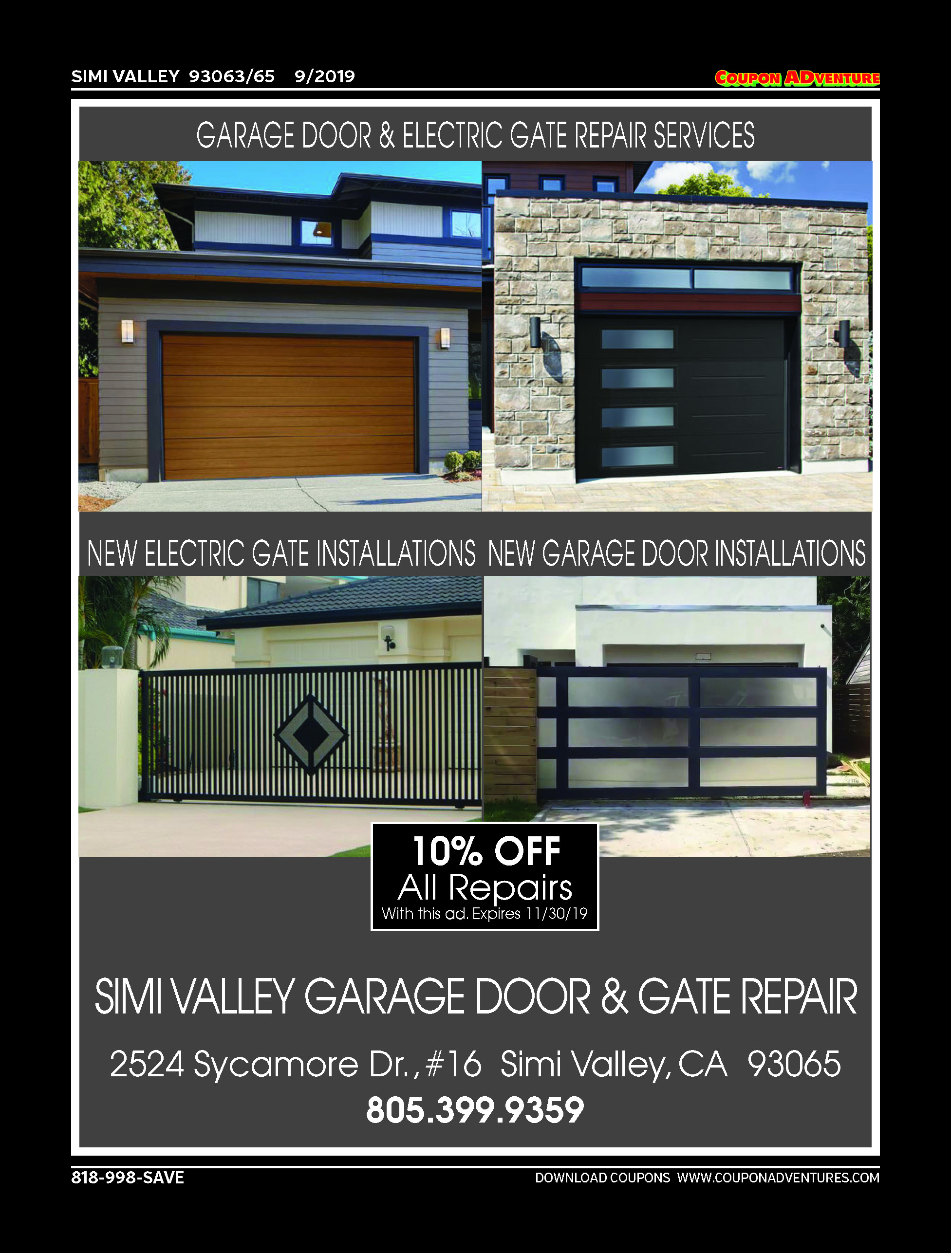 Simi Valley Garage Door & Gate Repair, Simi Valley, coupons, direct mail, discounts, marketing, Southern California