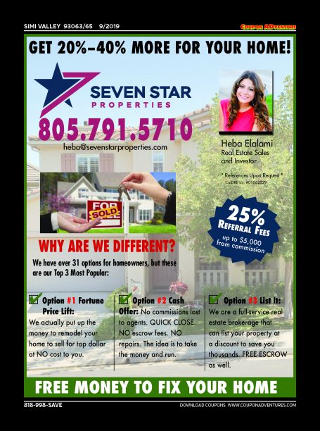 Seven Star Properies, Heba Elalami, Simi Valley, coupons, direct mail, discounts, marketing, Southern California