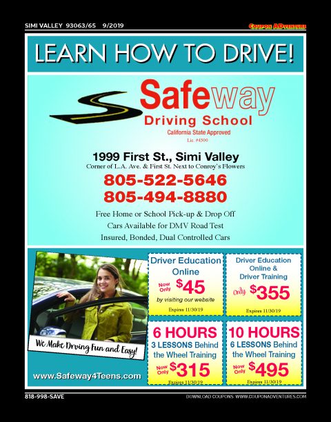 Safeway Driving School, Simi Valley, coupons, direct mail, discounts, marketing, Southern California