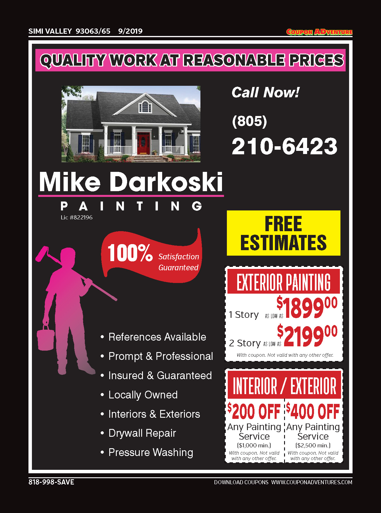 Mike Darkoski Painting, Simi Valley, coupons, direct mail, discounts, marketing, Southern California