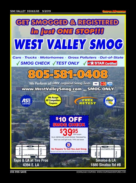 West Valley Smog, Simi Valley, coupons, direct mail, discounts, marketing, Southern California