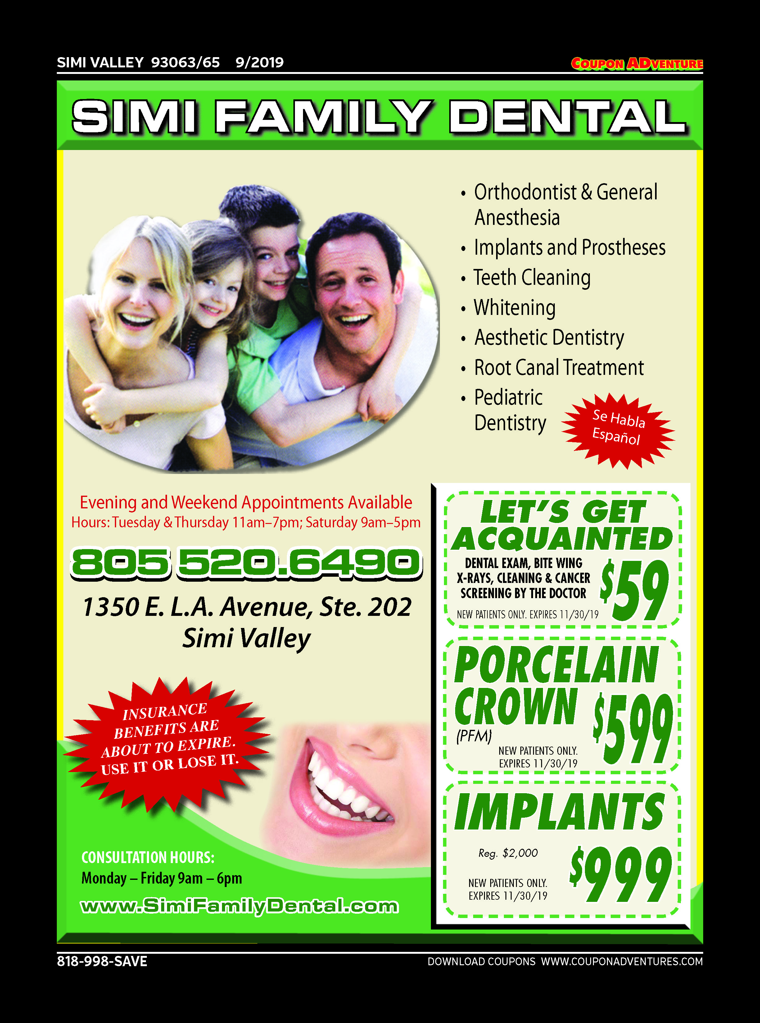 Simi Family Dental, Simi Valley, coupons, direct mail, discounts, marketing, Southern California