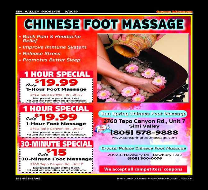 Sun Spring Chinese Foot Massage, Simi Valley, coupons, direct mail, discounts, marketing, Southern California