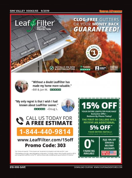 Leaf Filter, Simi Valley, coupons, direct mail, discounts, marketing, Southern California