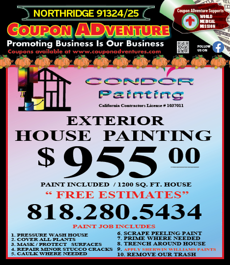 Condor Painting, Northridge, coupons, direct mail, discounts, marketing, Southern California