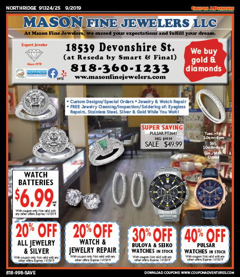 Mason Fine Jewelers, Northridge, coupons, direct mail, discounts, marketing, Southern California