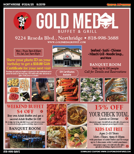 Gold Medal Buffet & Grill, Northridge, coupons, direct mail, discounts, marketing, Southern California