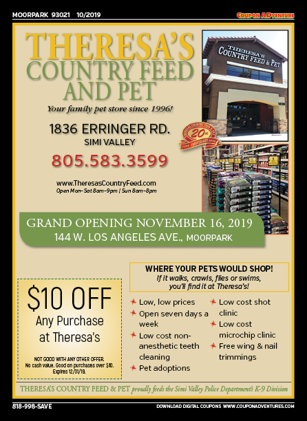 Theresa's Country Feed and Pet, Moorpark, coupons, direct mail, discounts, marketing, Southern California