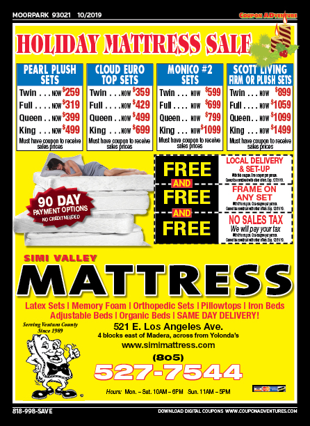 Simi Valley Mattress, Moorpark, coupons, direct mail, discounts, marketing, Southern California
