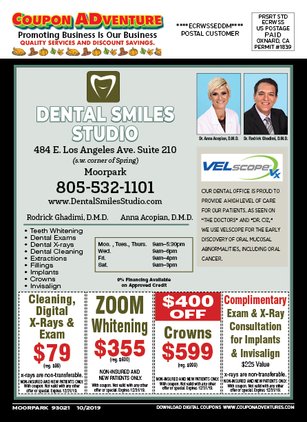 Dental Smiles Studio, Moorpark, coupons, direct mail, discounts, marketing, Southern California