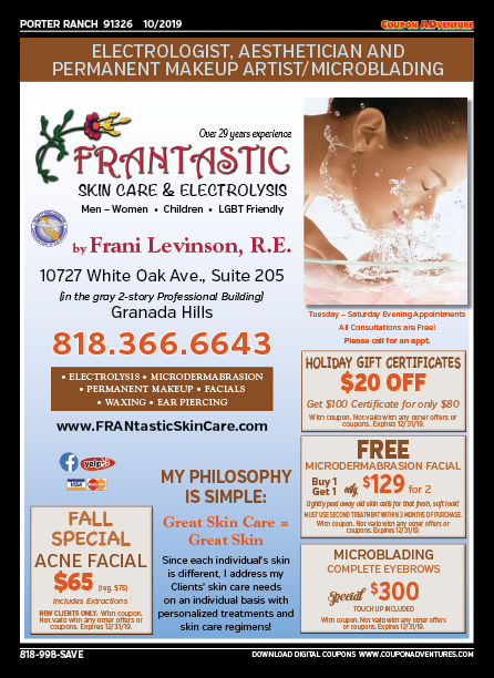 Frantastic Skin Care & Electrolysis, Porter Ranch, coupons, direct mail, discounts, marketing, Southern California