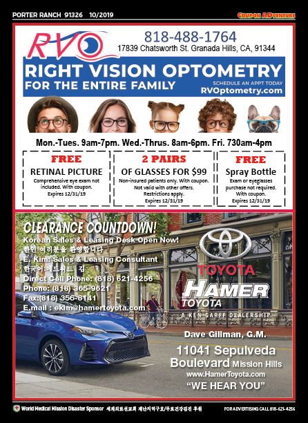 Right Vision Optometry, Hamer Toyota, Porter Ranch, coupons, direct mail, discounts, marketing, Southern California