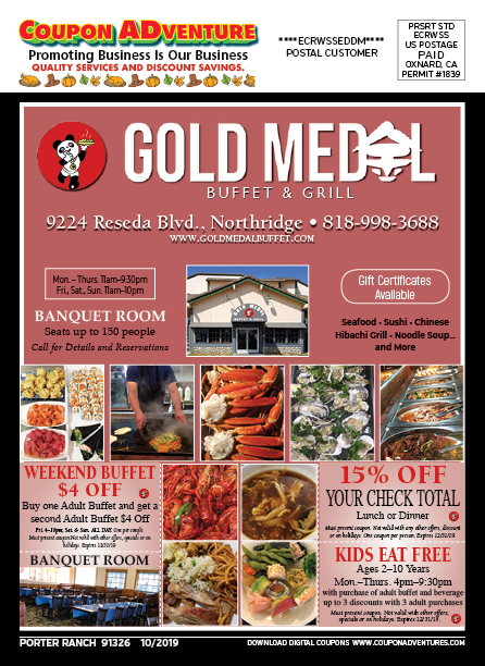 Gold Medal Buffet & Grill, Porter Ranch, coupons, direct mail, discounts, marketing, Southern California