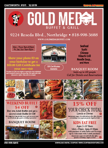 Gold Medal Buffet & Grill, Chatsworth, coupons, direct mail, discounts, marketing, Southern California