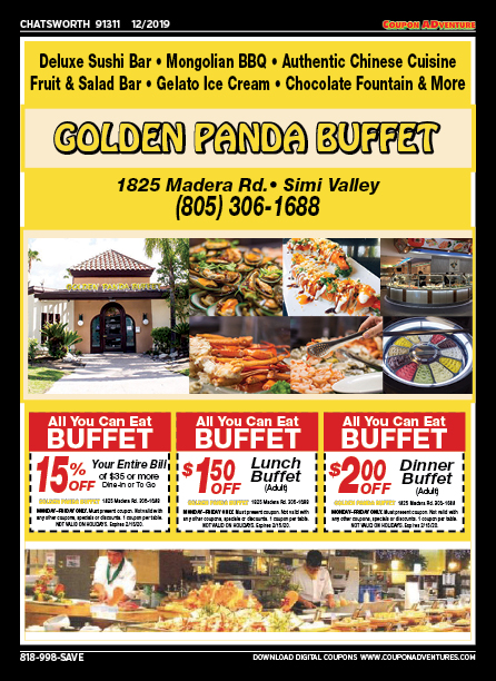 Golden Panda Buffet, Chatsworth, coupons, direct mail, discounts, marketing, Southern California