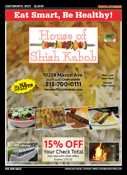 House of Shish Kabob, Chatsworth, coupons, direct mail, discounts, marketing, Southern California