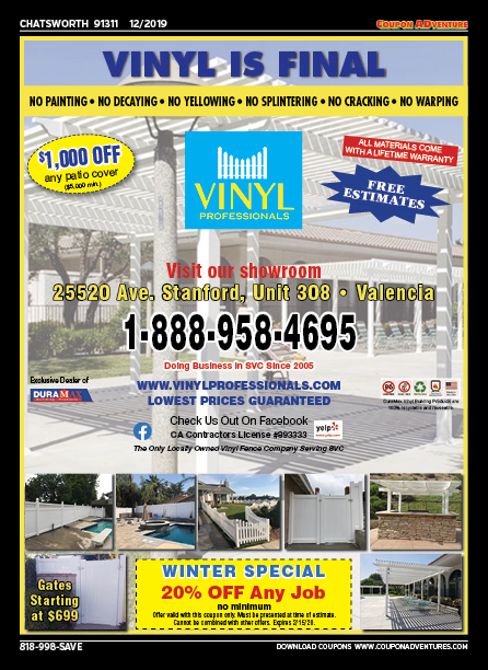 Vinyl Professionals, Chatsworth, coupons, direct mail, discounts, marketing, Southern California