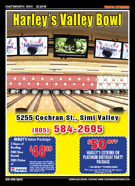 Harley's Valley Bowl, Chatsworth, coupons, direct mail, discounts, marketing, Southern California