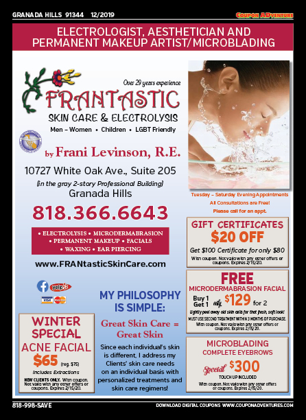 Frantastic Skin Care & Electrolysis, Granada Hills, coupons, direct mail, discounts, marketing, Southern California