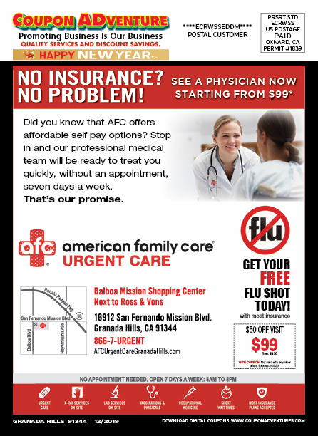 American Family Care Urgent Care, Granada Hills, coupons, direct mail, discounts, marketing, Southern California