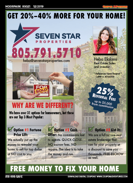 Seven Star Properties, Heba Elalami, Moorpark, coupons, direct mail, discounts, marketing, Southern California
