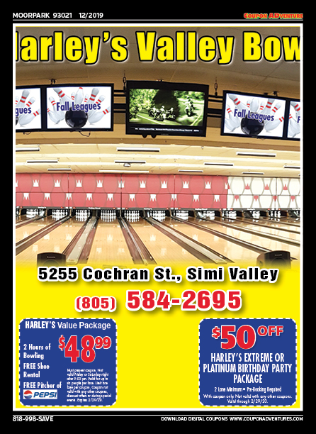 Harley's Valley Bowl, Moorpark, coupons, direct mail, discounts, marketing, Southern California