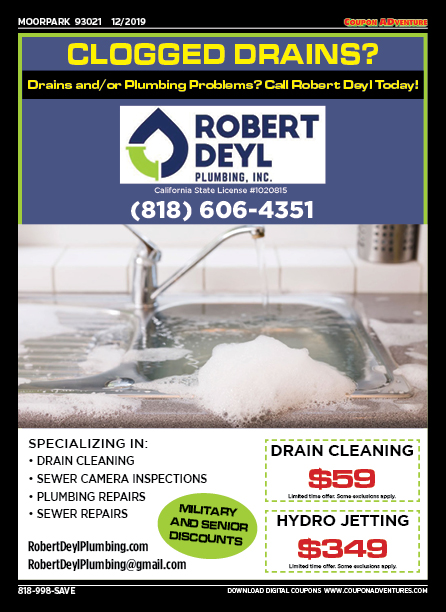 Robert Deyl Plumbing, Moorpark, coupons, direct mail, discounts, marketing, Southern California