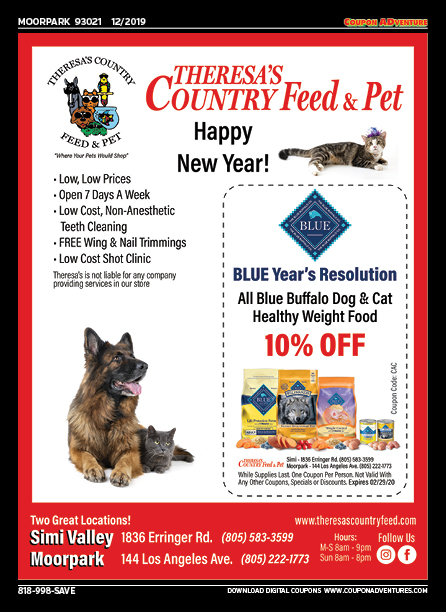 Theresa's Country Feed & Pet, Moorpark, coupons, direct mail, discounts, marketing, Southern California