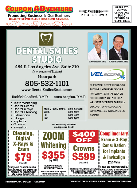 Dental Smiles Studio, Moorpark, coupons, direct mail, discounts, marketing, Southern California