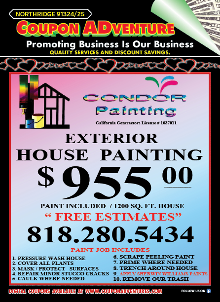 Condor Painting, Northridge, coupons, direct mail, discounts, marketing, Southern California