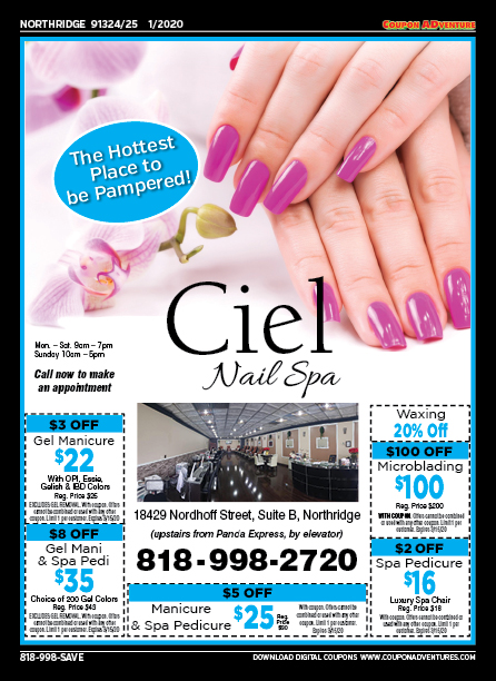 Ciel Nail Spa, Northridge, coupons, direct mail, discounts, marketing, Southern California