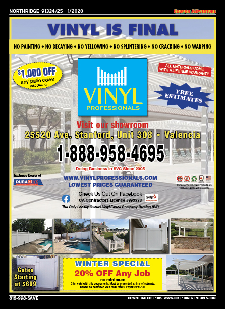 Vinyl Professionals, Northridge, coupons, direct mail, discounts, marketing, Southern California