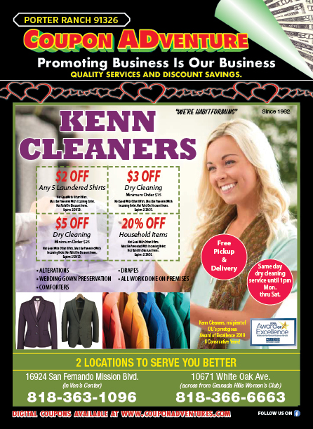 Kenn Cleaners, Porter Ranch, coupons, direct mail, discounts, marketing, Southern California