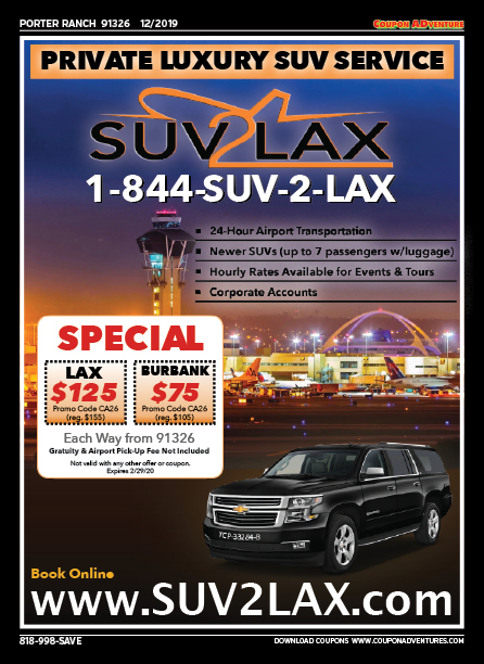 SUV 2 LAX, Porter Ranch, coupons, direct mail, discounts, marketing, Southern California