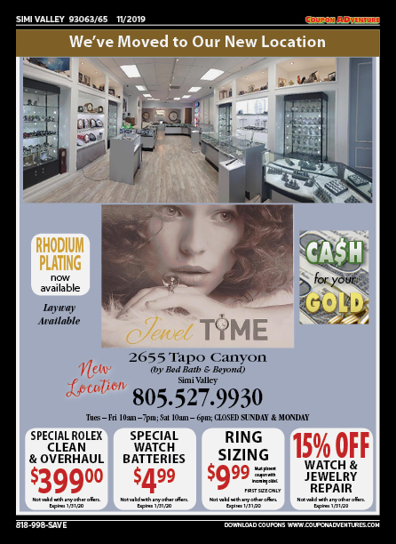 Jewel Time, Simi Valley, coupons, direct mail, discounts, marketing, Southern California