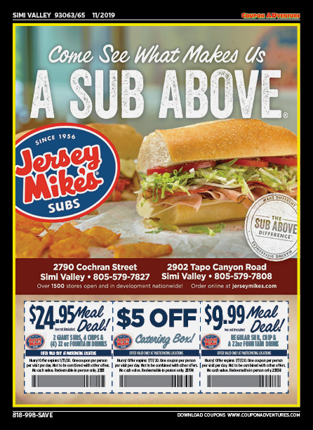 Jersey Mike's Subs, Simi Valley, coupons, direct mail, discounts, marketing, Southern California