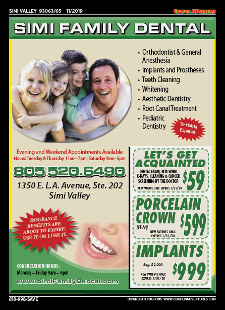 Simi Family Dental, Simi Valley, coupons, direct mail, discounts, marketing, Southern California