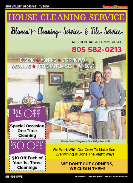 Blanca's Cleaning Service & Tile Service, Simi Valley, coupons, direct mail, discounts, marketing, Southern California