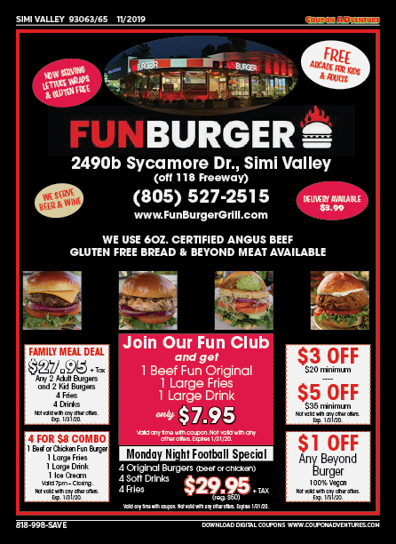 Funburger, Simi Valley, coupons, direct mail, discounts, marketing, Southern California
