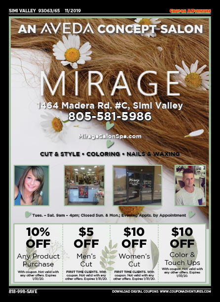 Mirage Salon, Simi Valley, coupons, direct mail, discounts, marketing, Southern California