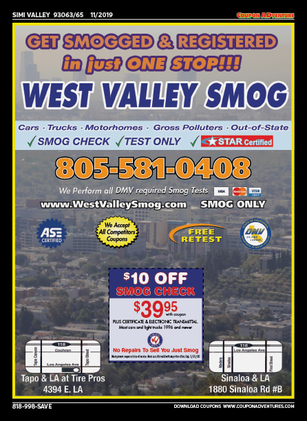 West Valley Smog, Simi Valley, coupons, direct mail, discounts, marketing, Southern California