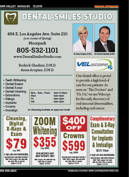 Dental Smiles Studio, Simi Valley, coupons, direct mail, discounts, marketing, Southern California