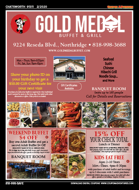 Gold Medal Buffet & Grill, Chatsworth, coupons, direct mail, discounts, marketing, Southern California